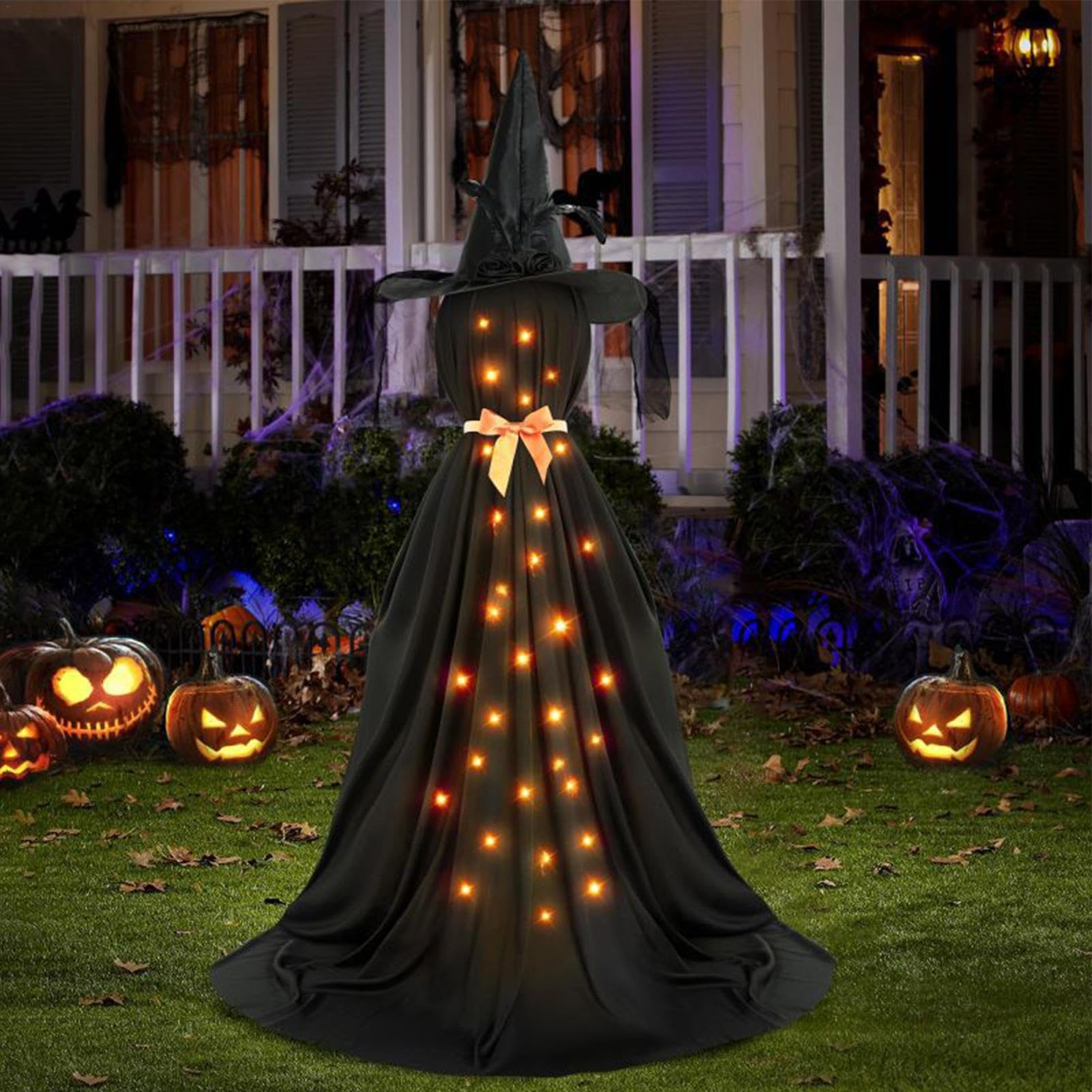Halloween Trawnik Witch | Świąteczne oświetlenie czarownic | Dekoracyjna latarnia czarownicy | Dekoracje LED o tematyce Halloween | Światła sylwetki czarownicy | Upiorne dekoracje