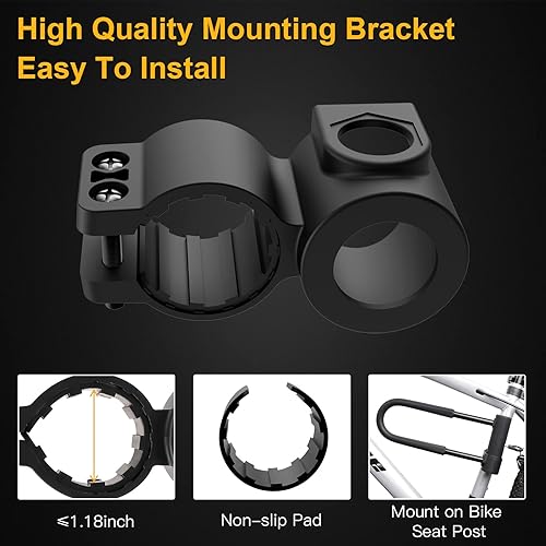 Miniatura 6 de Bloqueo en U para bicicleta de alta resistencia, grillete de 0.630 in y cable de seguridad de 4 pies/6 pies de longitud con soporte de montaje