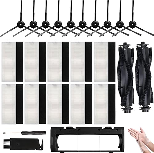 JJ Neumann Accesorios de repuesto compatibles con Vactidy Nimble T6 Robot Aspirador 10 filtros, 10 cepillos, 2 cepillos de goma, 1 protector de