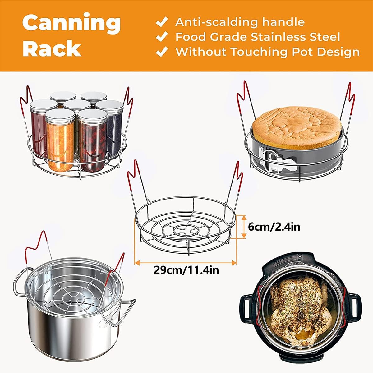 7Pcs Canning Supplies Starter Kit Canning Tools Set Stainless Steel Canning Set with Canning Rack Canning Tonga Jar Lifter Multifunctional Canning Kit for Canning Pot Home ZHAZHAMO