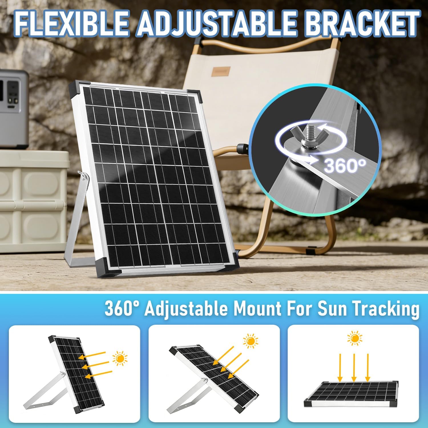 20W 12V/24V Solar Panel Kit, Monocrystalline Solar Battery Trickle Charger Maintainer +10A PWM Charge Controller + Adjustable Mount Bracket for Car, RV, Boat, Motorcycle, Off-Grid System