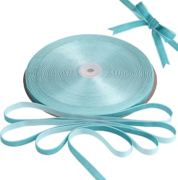 BokingOne Light Blue Velvet Ribbon, 3/8 Inch X 30Yds Single Face Velvet Ribbon for Gift Wrapping, Valentines Day Wrapping Bows, Wedding Decor, Home Decorating, DIY Crafts Decor