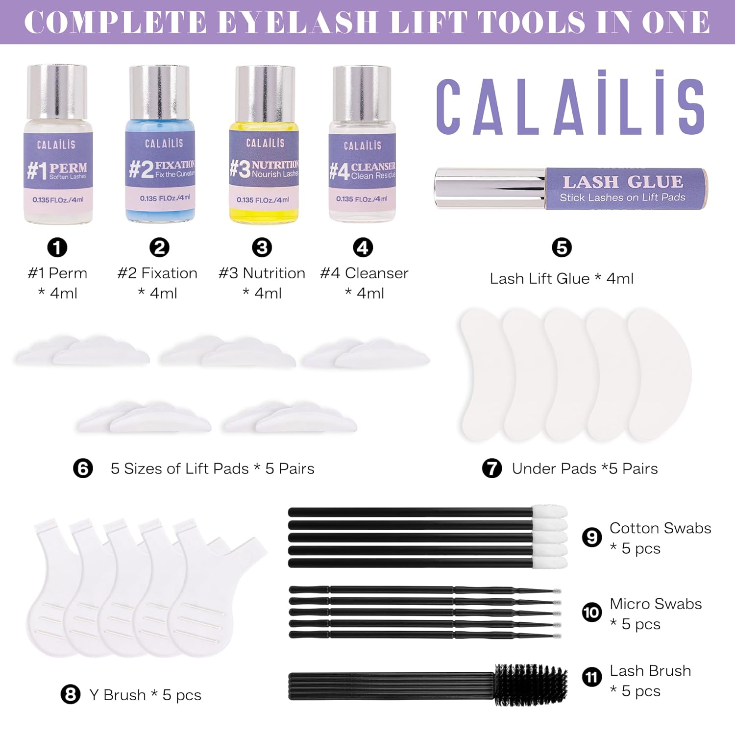 CALAILIS Lash Lift Kit, 2025 Updated Eyelash Lift Kit, Semi-Permanent Eyelash Curling Eyelash Perm Kit Suitable for Salon and DIY at Home Use Lash Perm Kit for Beginner and Professional