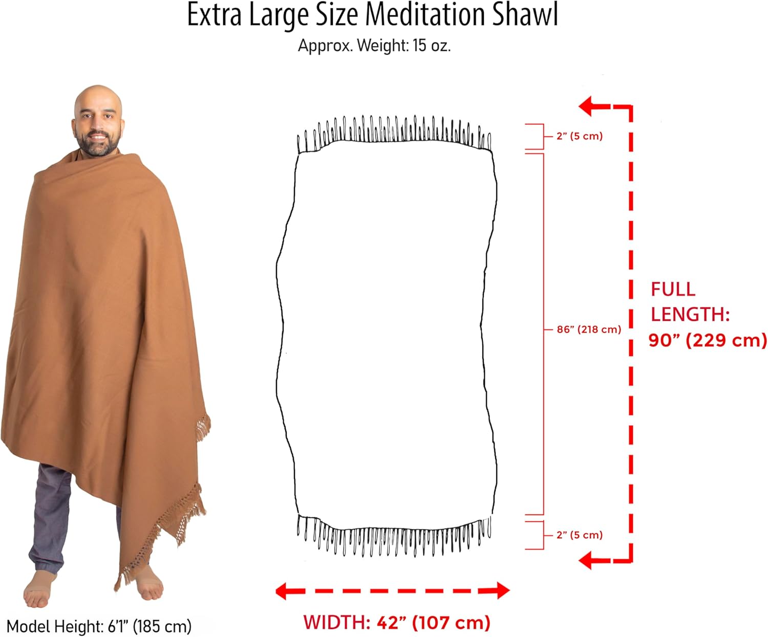 Om Shanti Crafts Meditation Shawl or Meditation Blanket, Shawl/Wrap, Oversize Scarf/Stole. Large. Unisex.