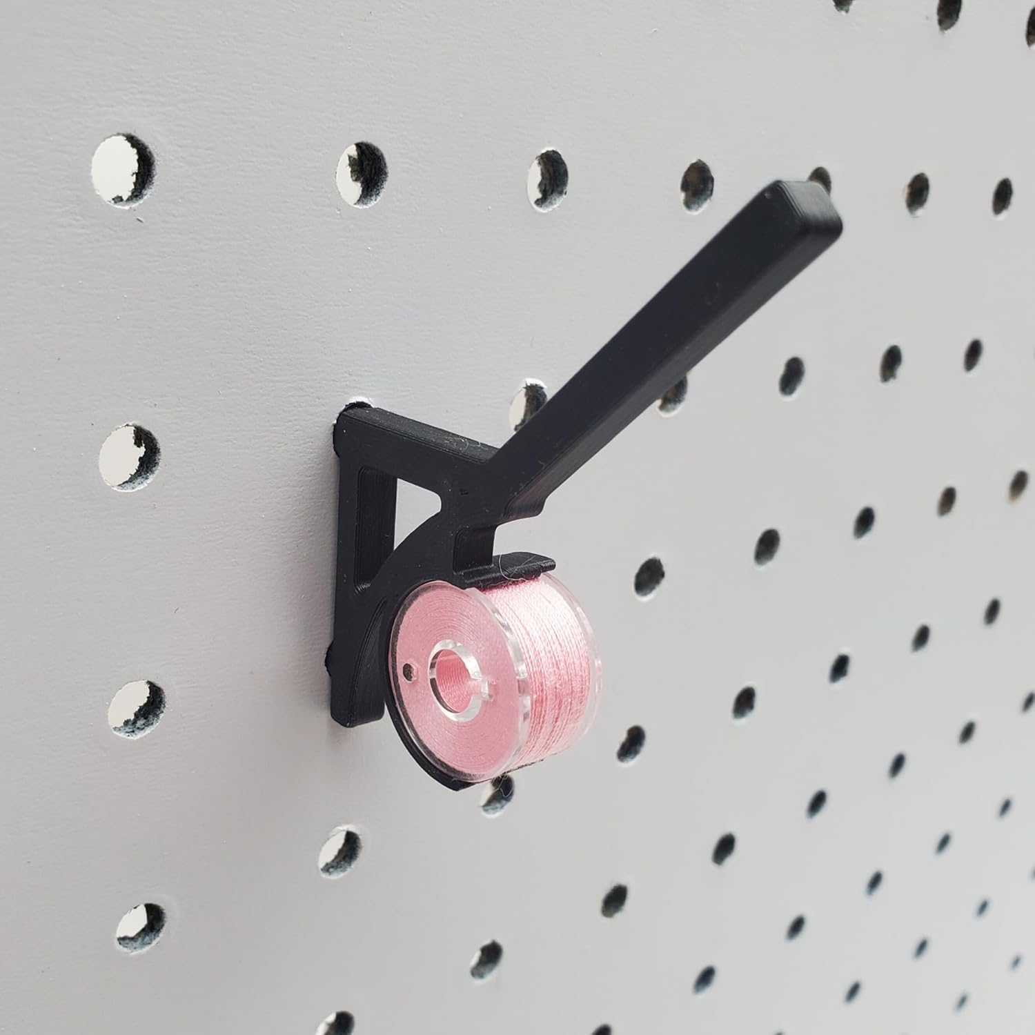 'Just Hanging Pegboards' 1/4" Pegboard Angled Thread-Bobbin Storage Hook, Compatible with 1/4" Pegboards. Sewing Organization, Craft Room Display (20, Matte White)
