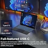 TPV Tableta/portátil 2 en 1 (2024), RenoPad 14 pulgadas Windows 11 Pro Tablet con teclado, 16GB DDR5 RAM 512GB SSD, procesador Intel N100 Quad-Core, pantalla táctil 1920x1200, WiFi-6, tipo C, cámaras
