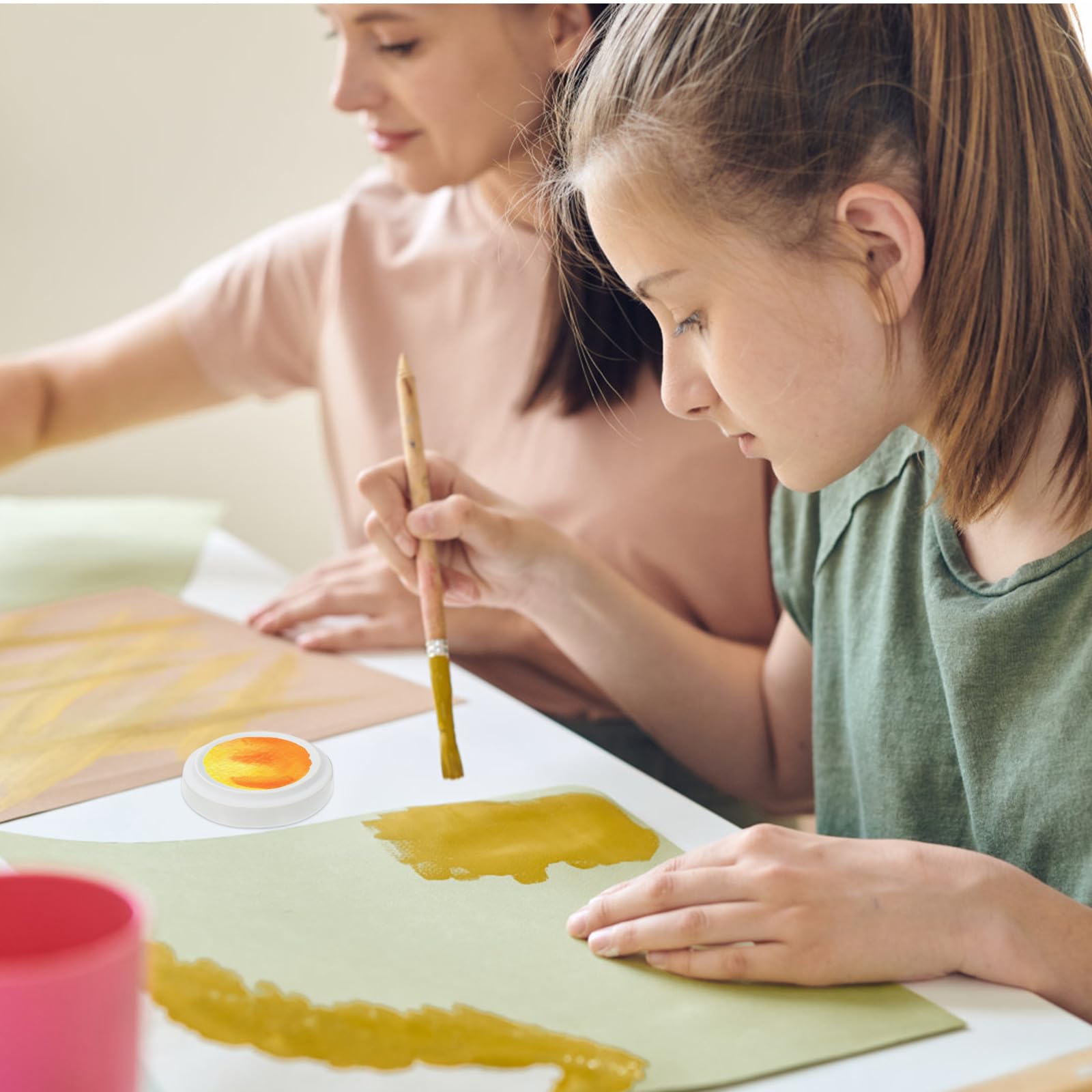 DRESSOOS Paleta de Cerámica para Dibujo con Tapa, Cinco Capas, Fácil de Limpiar, Adecuada para Mezclar Colores en Acuarela y Pintura Artística