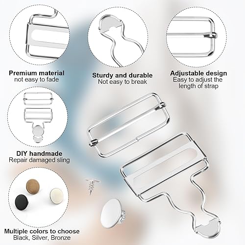 Miniatura 4 de XIHIRCD 8 juegos de hebillas de metal, ganchos de repuesto de 1-12 pulgadas, ganchos de repuesto con tobogán ajustable