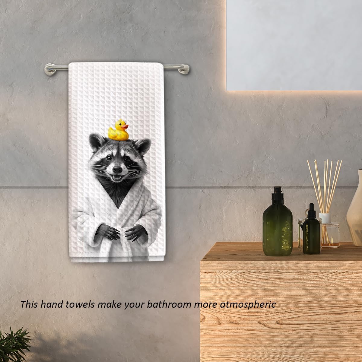 1 PCS Funny Raccoon Hand Towels, Fun Raccoon Gifts for Women, Animal Decorative Kitchen Towels for Kids' Bathroom,Pet Owners Housewarming - C04 - Image 6