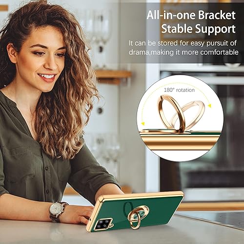 Miniatura 4 de DUEDUE Funda para Samsung Galaxy A42 con soporte de anillo, rotación de 360 grados, dedo magnético para automóvil, TPU suave, delgada, a prueba de
