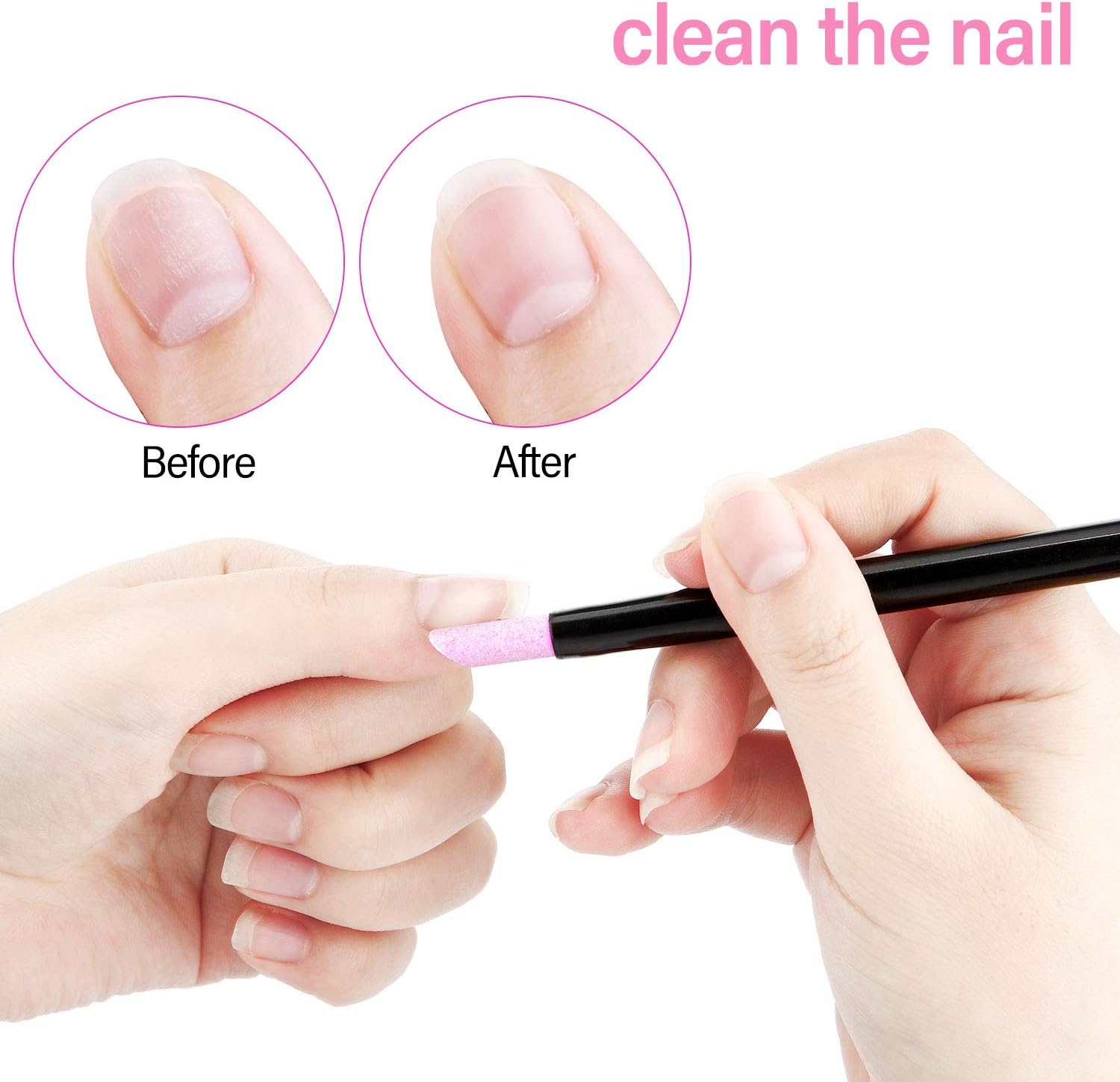 Boao 20 Pieces Pumice Stone Nail File Cuticle Stone Pusher Nail Sanding Sticks Art Pen Cuticle Remover Trimmer Buffer Manicure Tools for Household Beauty Salon Peeling Dead Skin Repairing