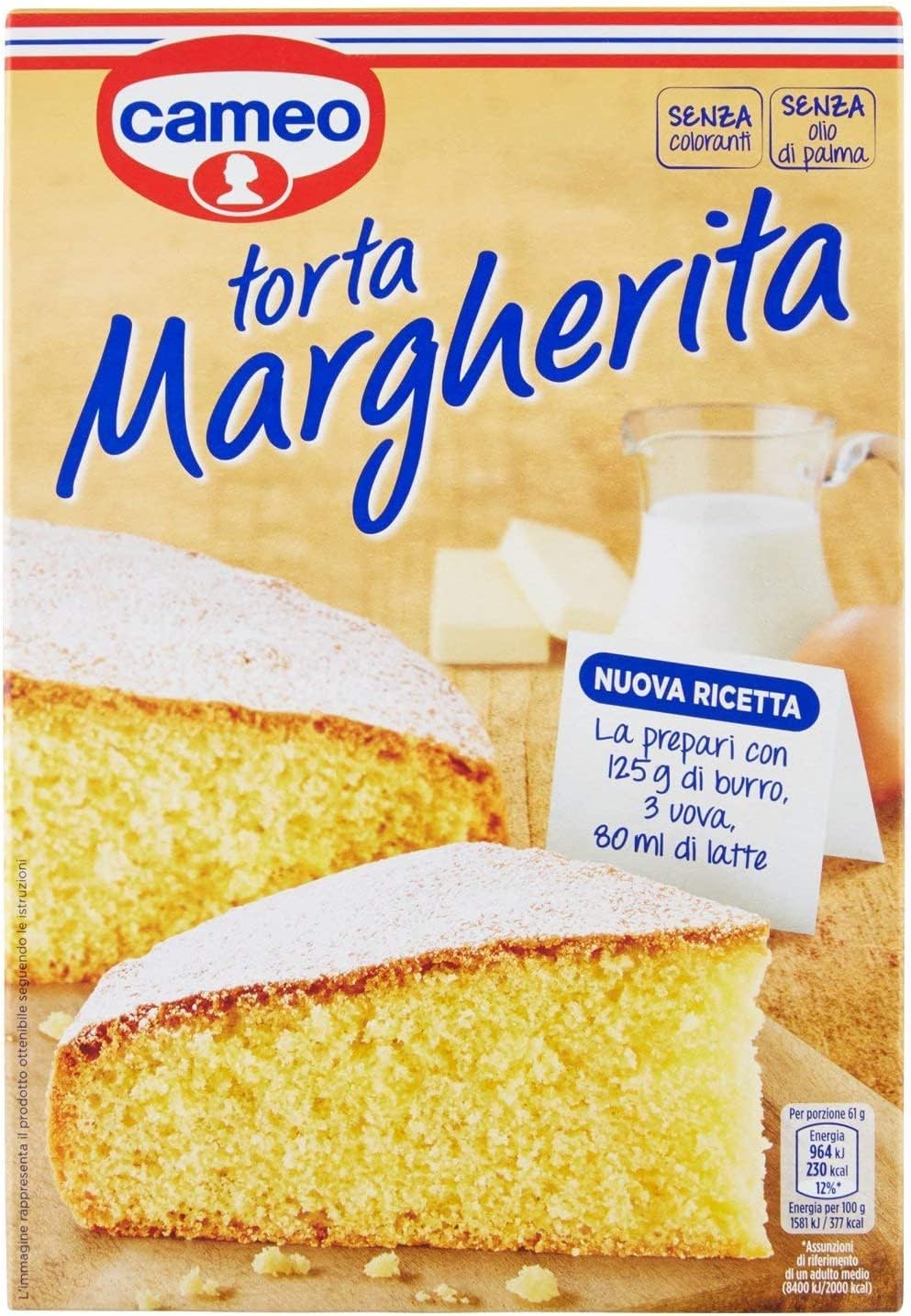 Cameo Torta Margherita Italienische Kuchenmischung, traditionelles Rezept, 188 g, 6 Stück, inklusive Schlüsselanhänger