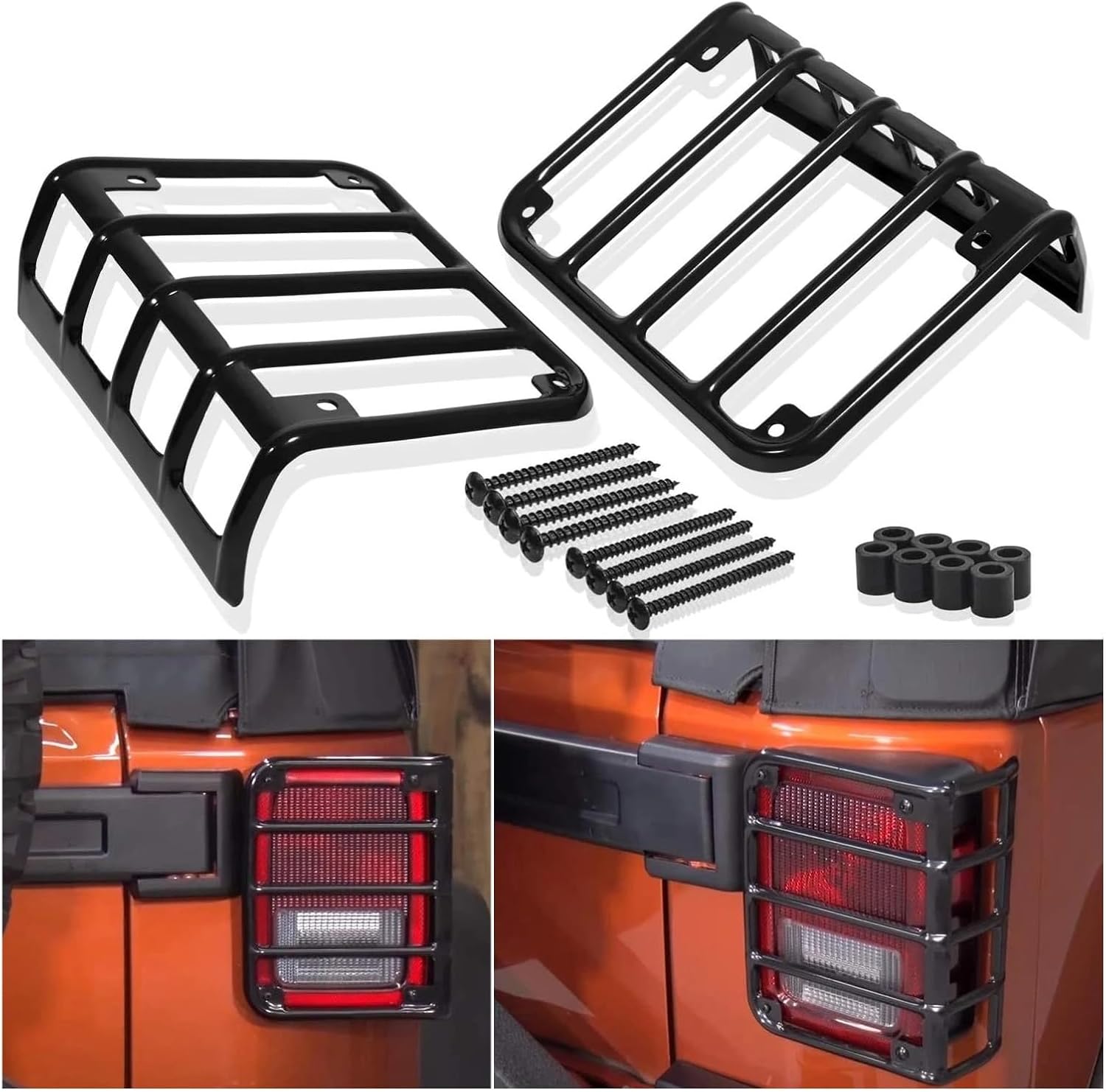 1Pair Metal Car Rear Taillight Guard Protector Cover Chrome Styling Back Lamp Tail Llight Shell Compatible For Jeep Wrangler JK 2007-2018(Chrome)