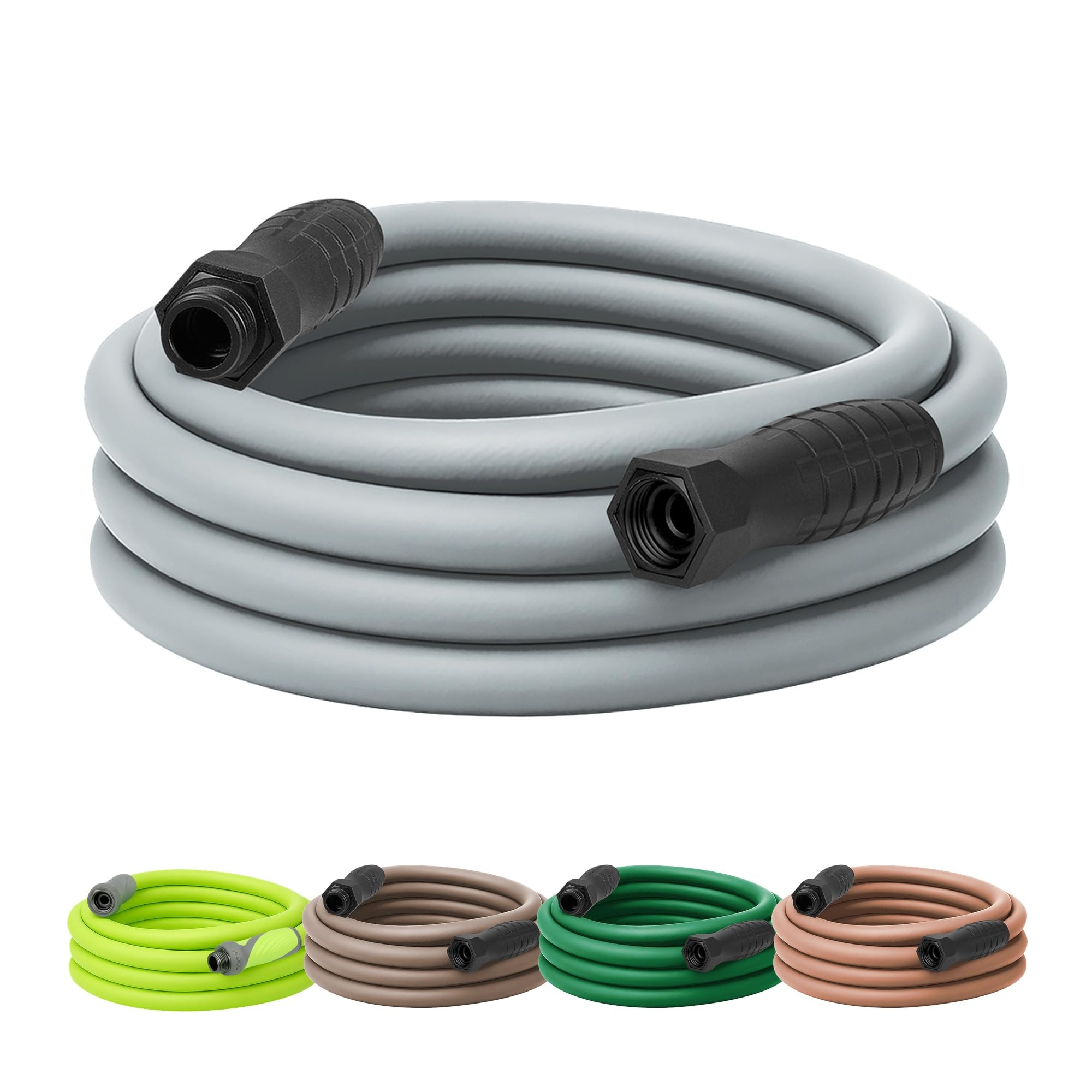 Flexzilla Colors SwivelGrip Garden Hose 5/8 in. x 25 ft., Lightweight All-Weather Water Hose, Durable and Flexible, Leak-Free Connections, Slate Grey