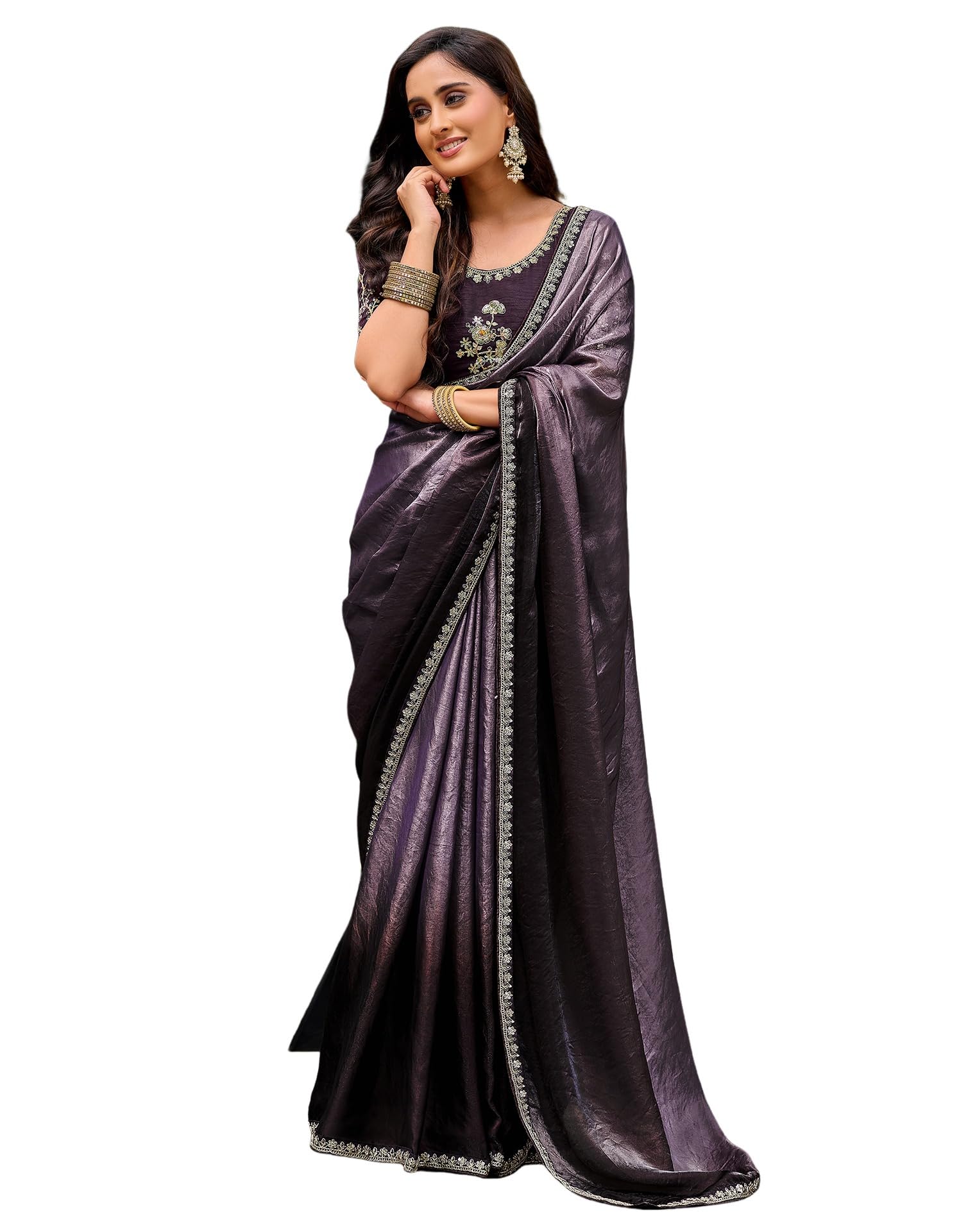 Women's Tissue Silk Sequence Embroidery Lace Ombre Saree With Embroidery Unstitched Blouse Piece-image-36