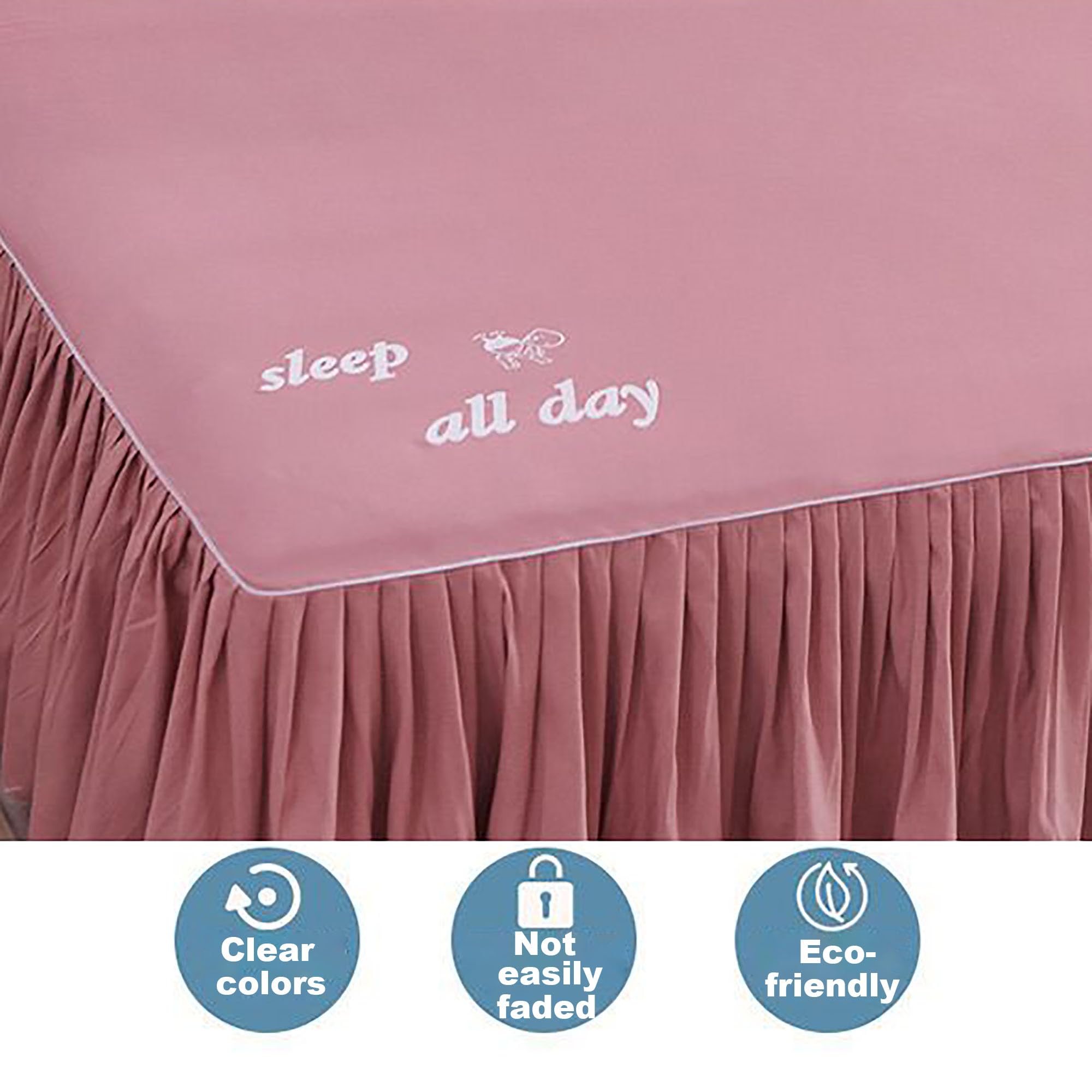 Faldón de Cama Set, Funda de Cama con Volantes, Suave Transpirable Sábanas con Volantes, Fundas De Almohada, Lavable A Máquina para Dormitorios De Estilo Rústico Y Moderno