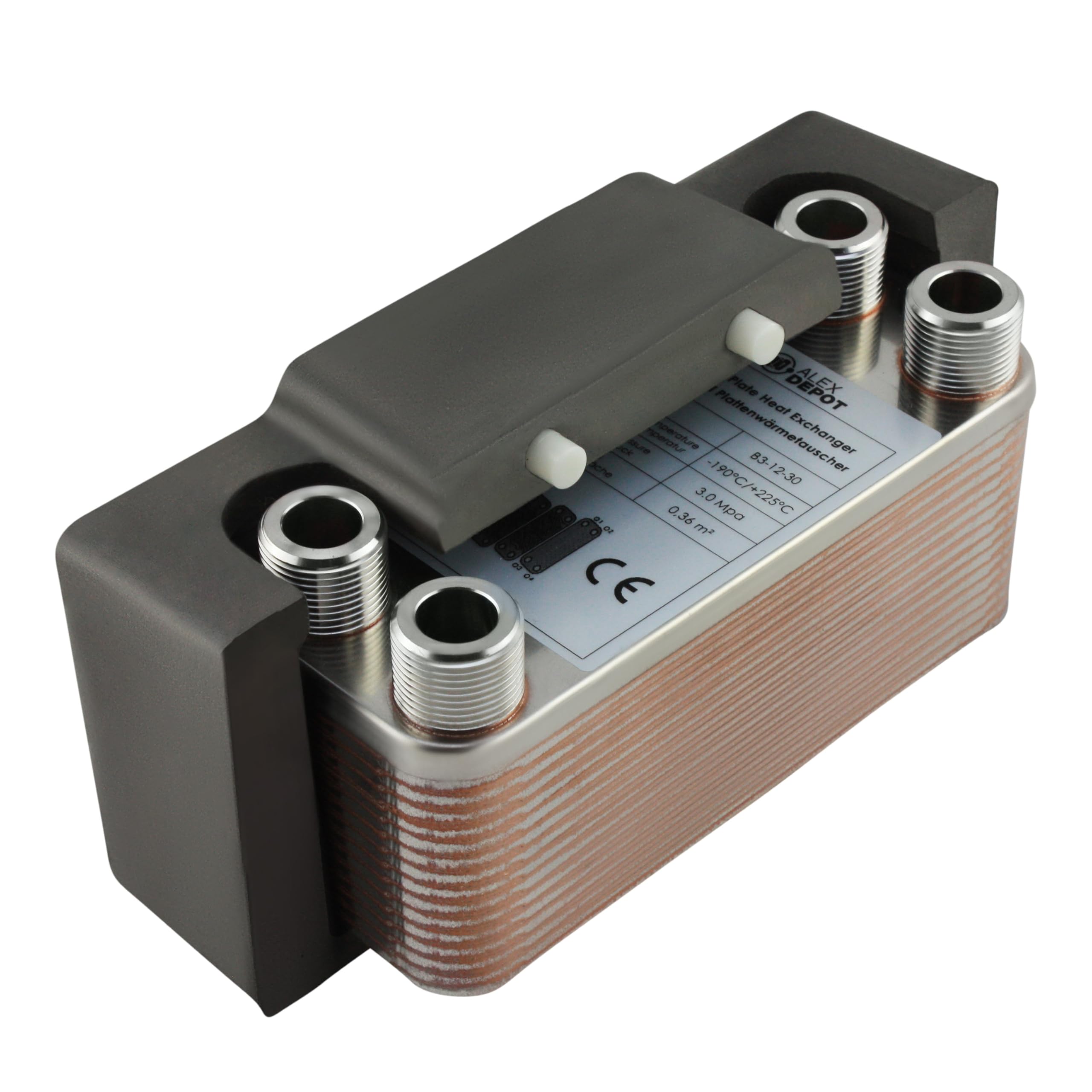 Échangeur de plaque en acier inoxydable + isolation B3-12-30 avec connecteur 4 x 3/4" Chauffage solaire 65 kW (PWT+Iso)