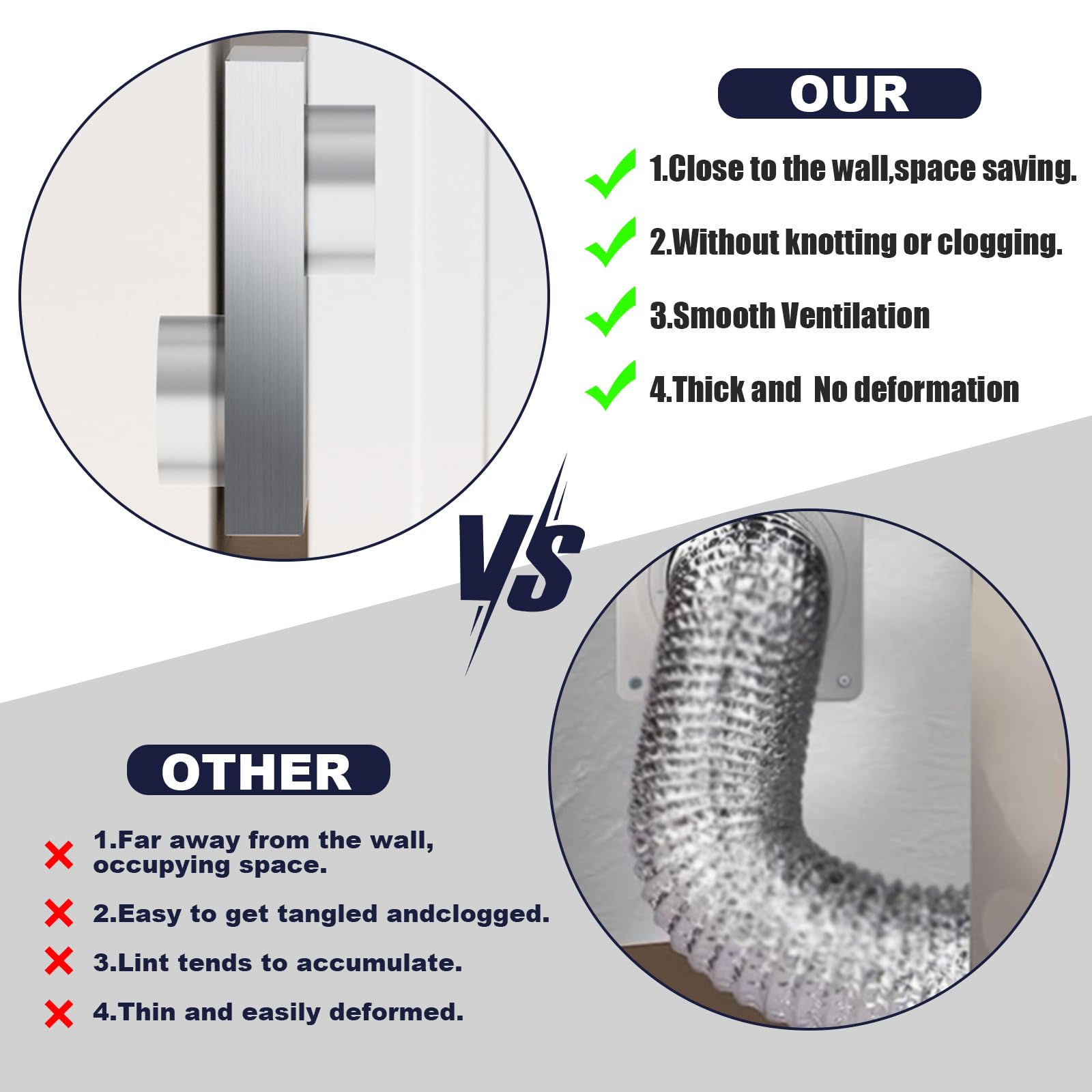 Adjustable Aluminum Periscope Dryer Vent - 0-5in Telescoping Duct For Tight Spaces