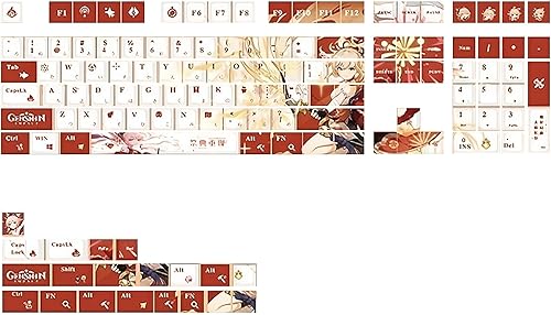 Miniatura 7 de Glacier Genshin - Juego completo de teclas de impacto para teclado mecánico, perfilado de cerezas, sublimación de tinte PBT, compatible con