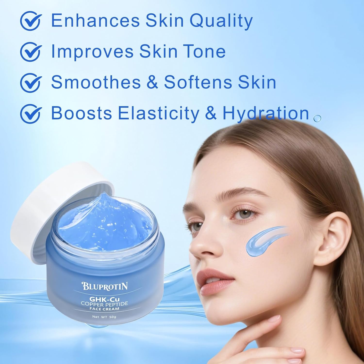 Copper Peptide Face Cream Anti-Aging and Firms Skin GHK-Cu Peptide locks in moisture and repairs skin imperfections 50g - Image 3