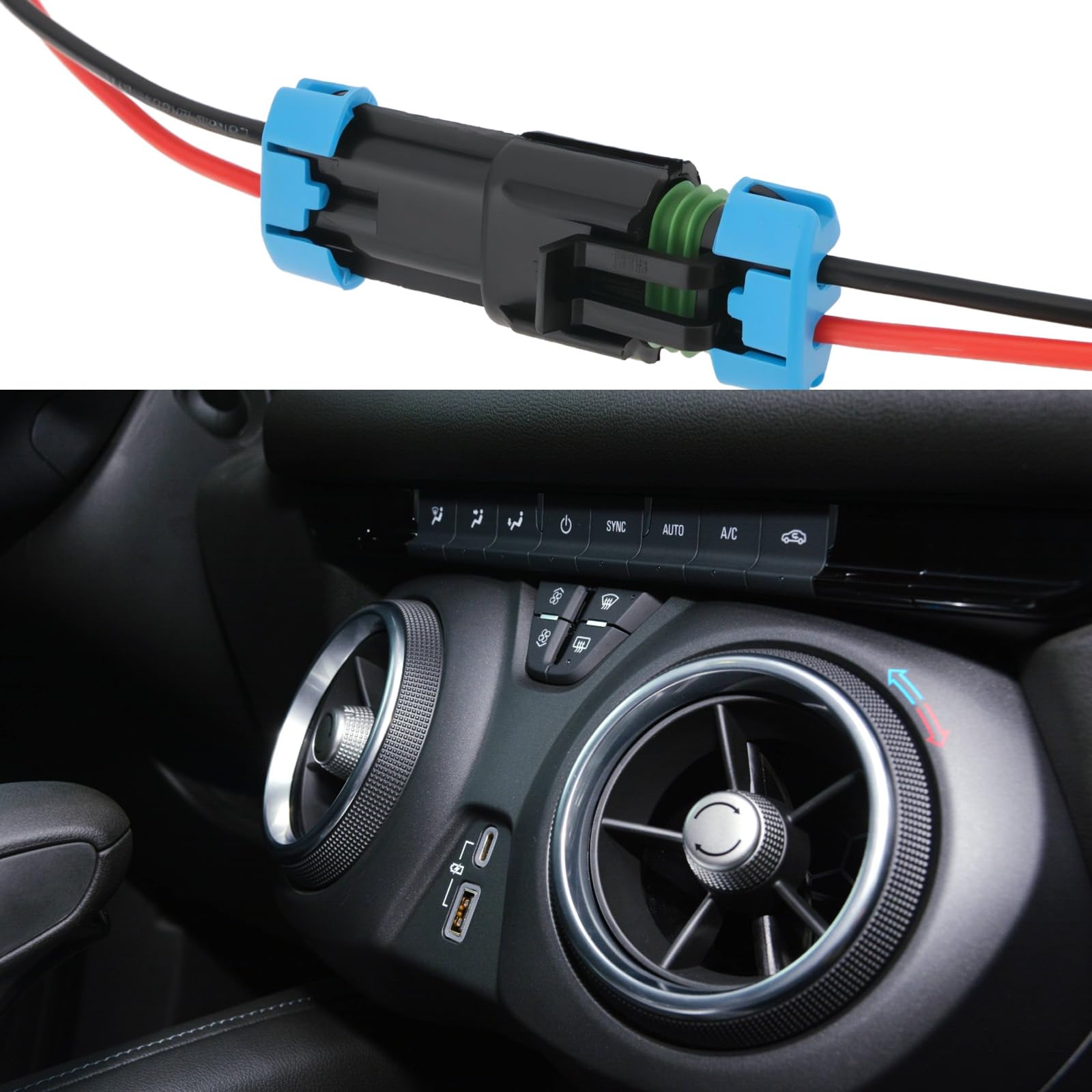 EMSea 4 connettori maschio e femmina per ventola auto a 2 pin, compatibile con Delphi Metri-Pack serie 280, lunghezza della linea 13,5 cm, 14 AWG, 2 terminali