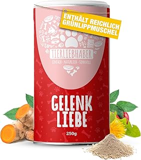 TIERLIEBHABER Gelenkpulver für Hunde – Grünlippmuschel Hund Pulver mit MSM & Teufelskralle Hund Gelenk Unterstützung – Mit Kollagen für Gelenk- & Knochenschutz für Hunde – Natürliche Zutaten 250g