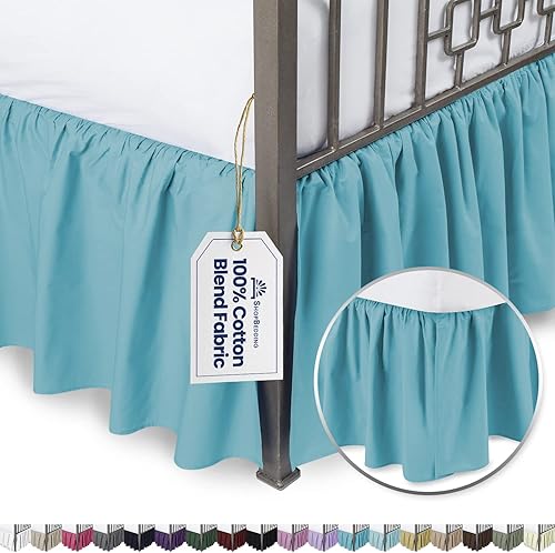 Falda de cama con volantes con esquinas divididas, tamaño King, falda de cama de 14pulgadas (disponible en 16 colores)