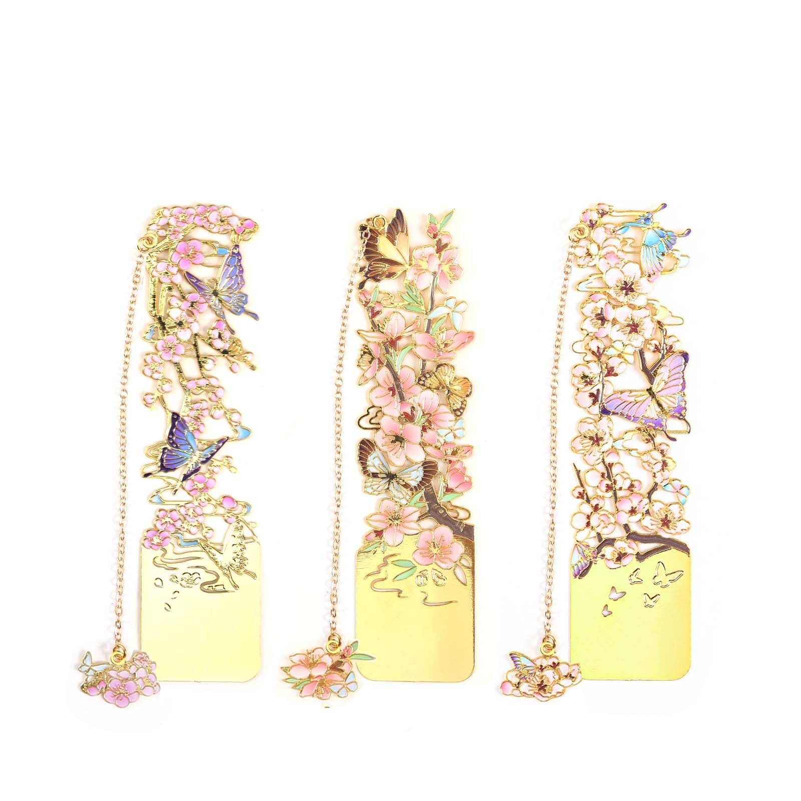 Exquisite Flower Metal Bookmarks, Unique 3PCS Delicate Flower Art Bookmarks for Women Book Lovers,Birthday Gifts,Mother's Day,Christmas,Teacher