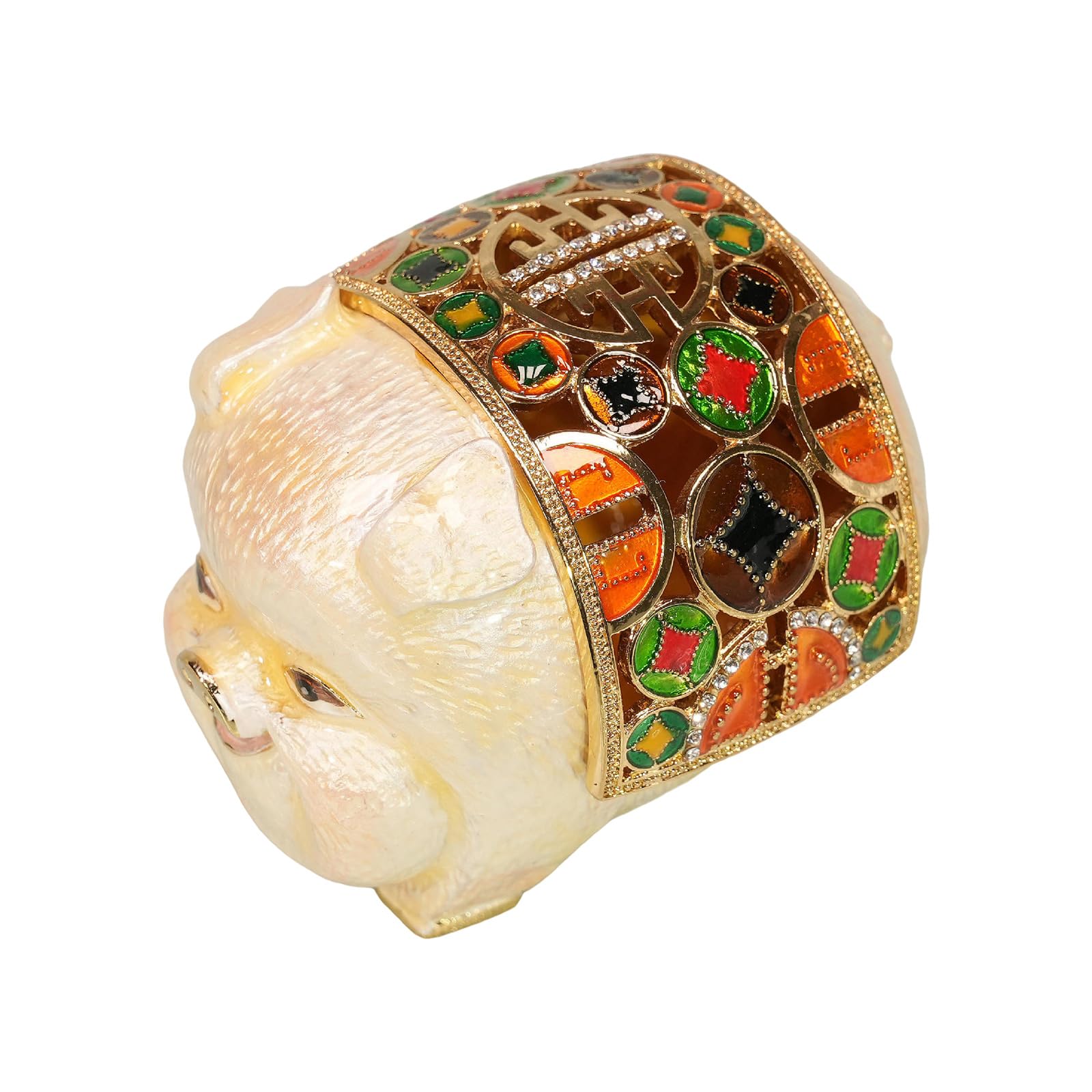 GMBYLBY Artistic Alloy Pigs Shaped Jewelry Box with Seven Color Glaze Techniques Ideal for Collectors Jewelry Storage Solution