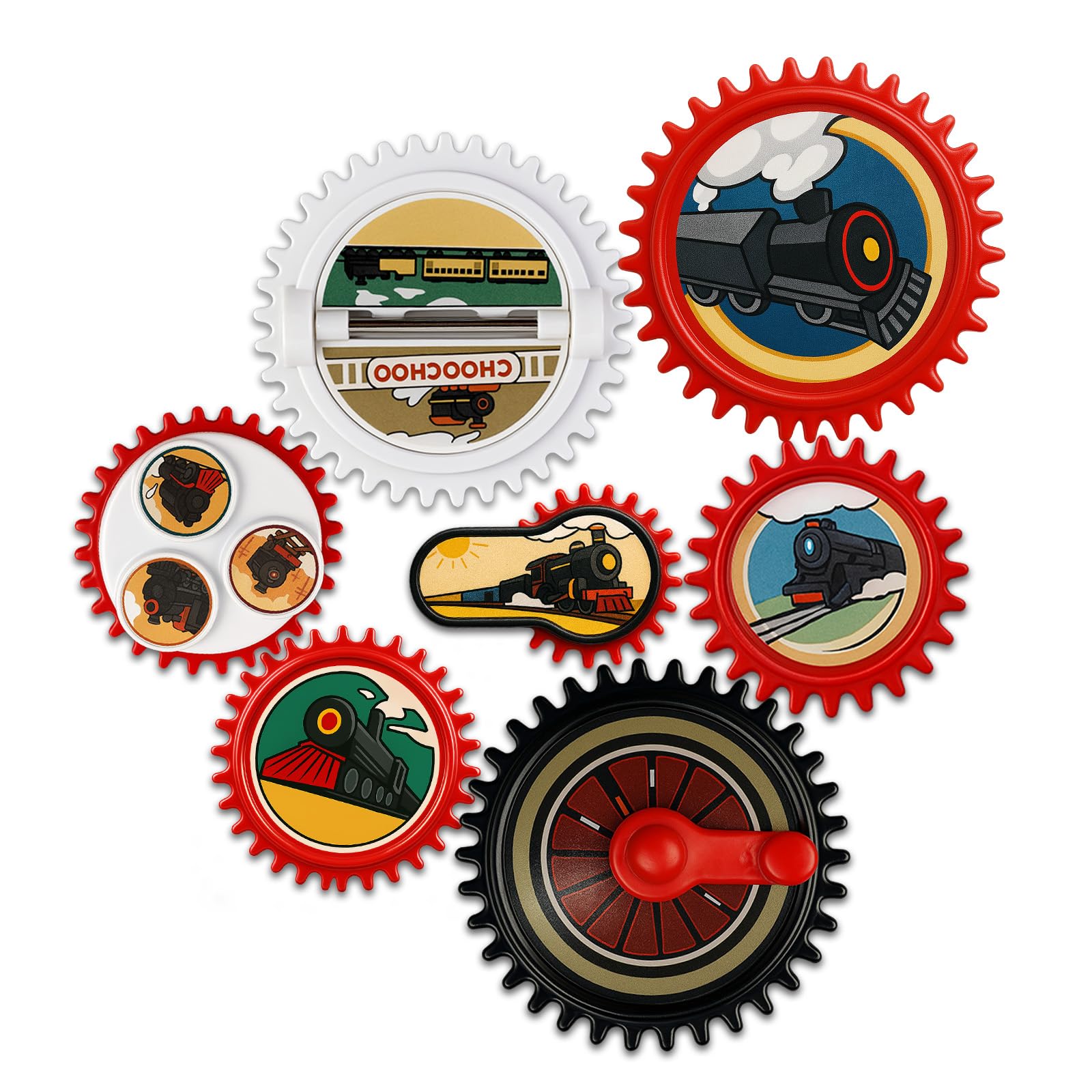 7PCS Magnetic Gear Toy Set, Train-Themed Gear Toys for Toddlers 1-3, Educational STEM Gears Toys for Kids, Cute Fridge Magnets for Toddlers, Montessori Learning Toy Gift for Boys Girls