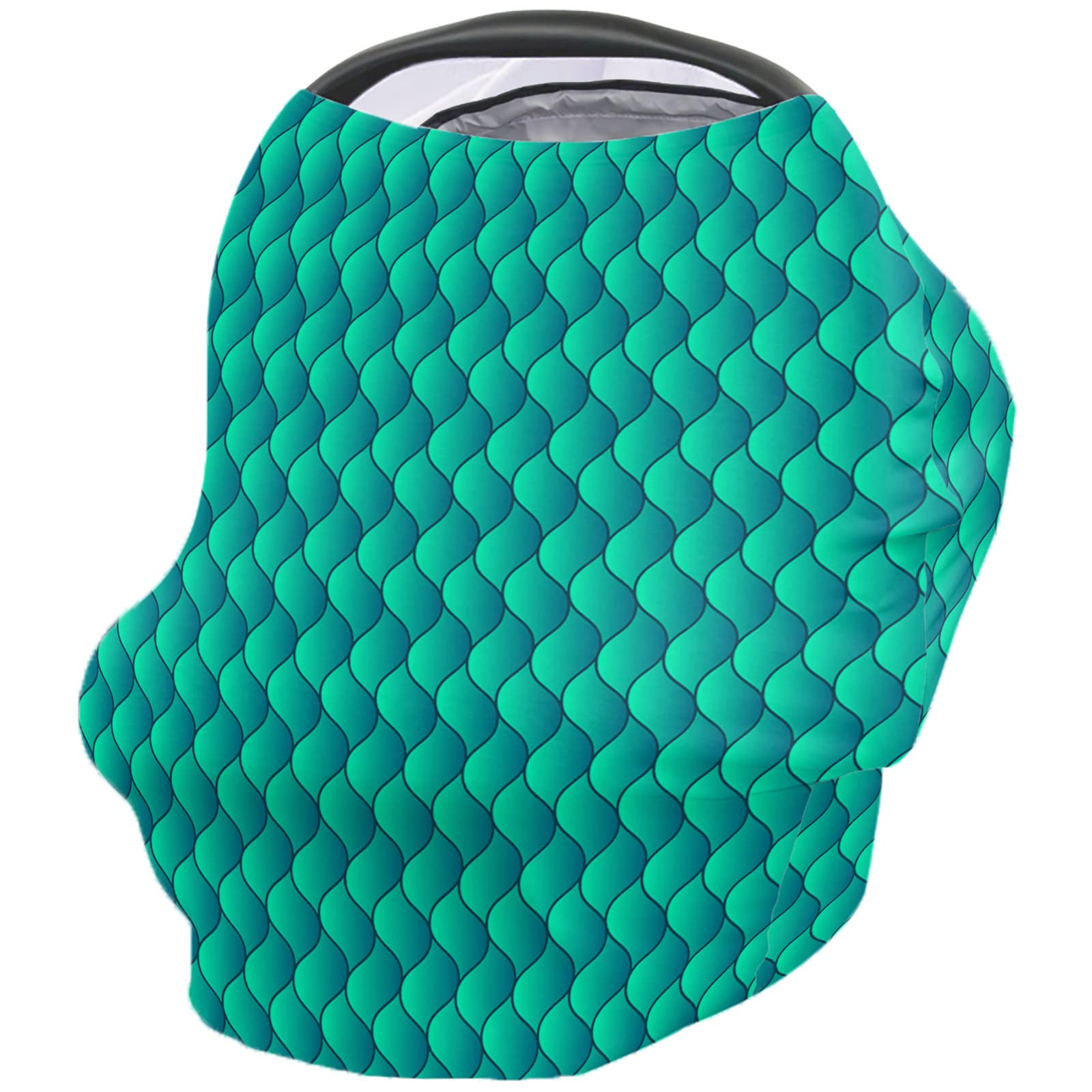 Nursing Cover for Breastfeeding Scarf, Green Gradient Geometric Abstract Baby Car Covers Super Soft Multi Use for Canopy Shopping Cart Cover Blanket Stroller Cover