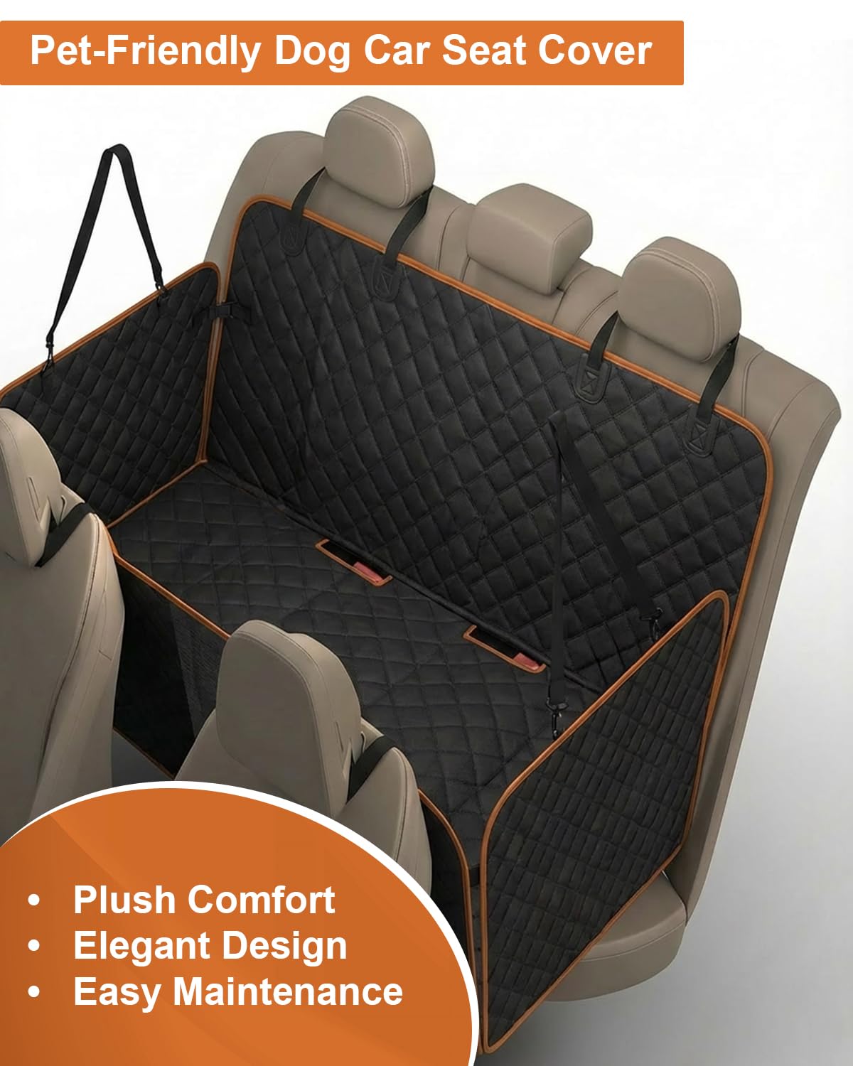 INDCAN IMPORT Upgraded Dog Car Seat Cover for Back Seat 600D Heavy Duty Waterproof & Scratchproof Pet Hammock, Non-Slip Back Seat Protector for Dogs, Universal Fit for Cars, SUVs & Trucks - image 5