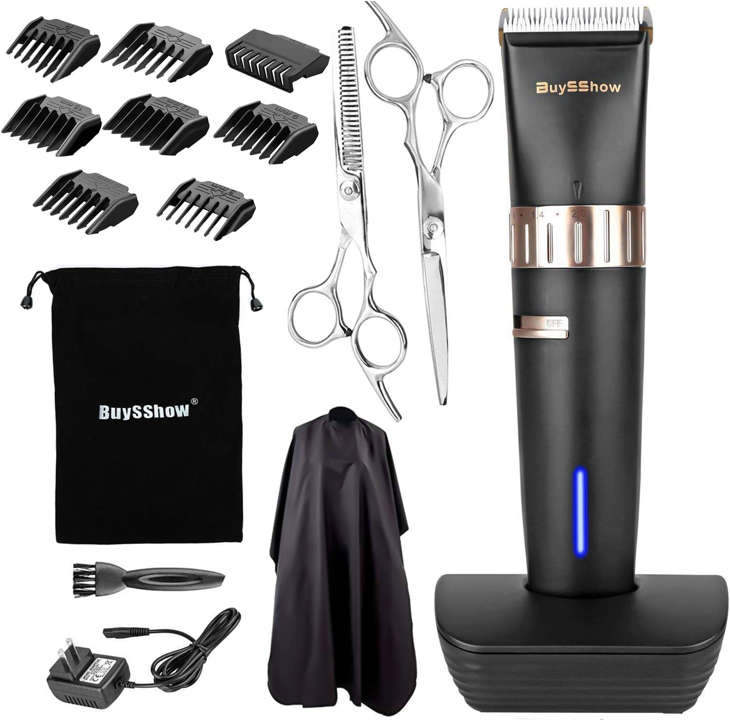 Quiet Professional Hair Clippers Set Cordless Rechargeable Hair clippers for Men and Babies with Charging Dock, 8 Comb Guides, 2 Scissors