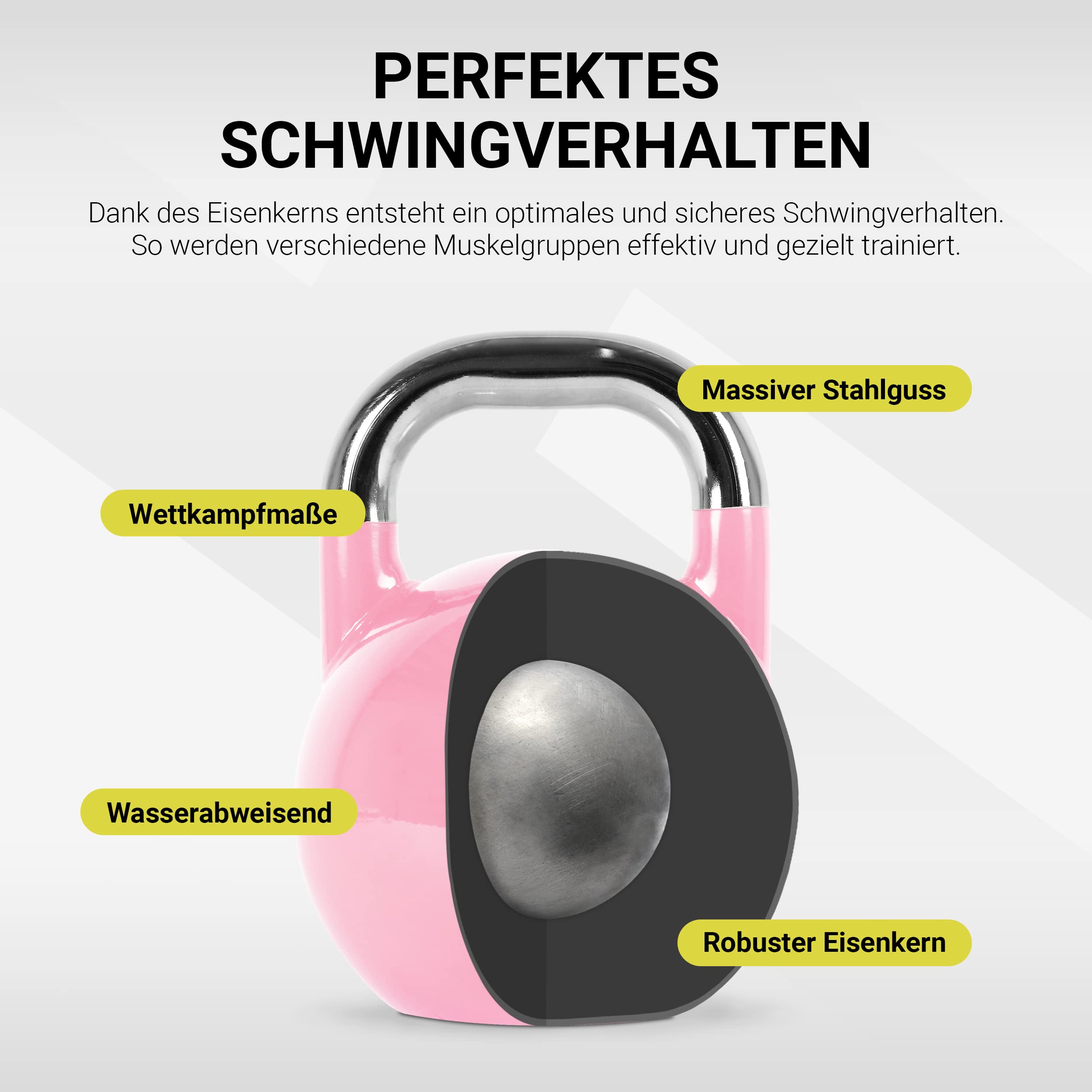 MSPORTS Kettlebell Competition Premium 4-36 kg avec poster d'exercices | Qualité studio professionnelle | Kettlebell de compétition