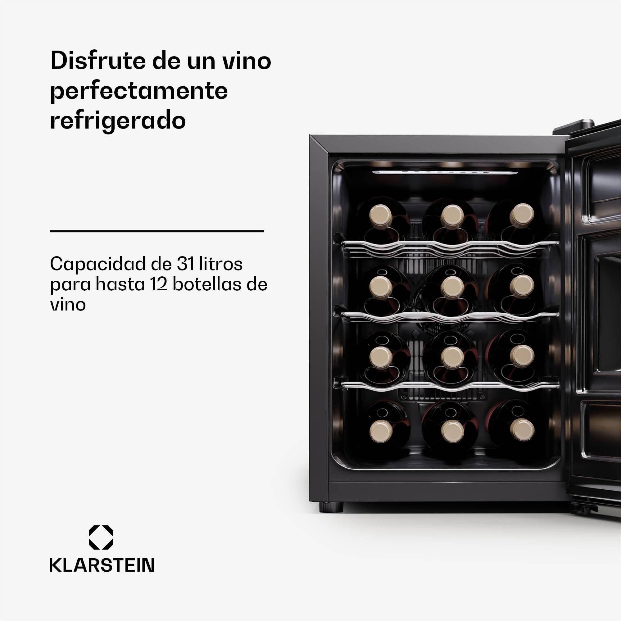 KLARSTEIN cave à vin 1 zone 12 bouteilles réfrigérateur à boissons porte vitrée