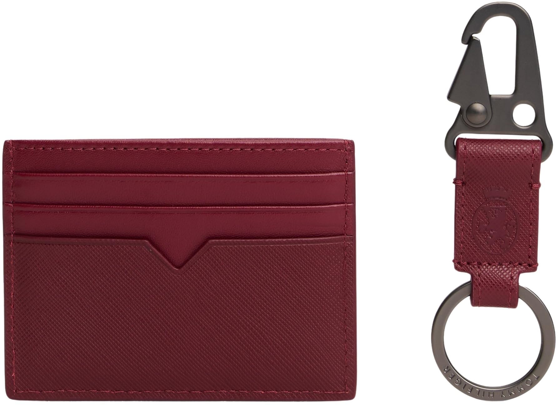 Tommy Hilfiger Men's TH CREST CC HOLDER & FOB AM0AM13779 Gift Pack, Purple (Deep Rouge), One Size
