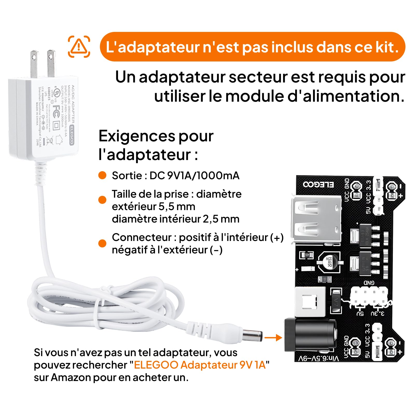 ELEGOO Kit Électronique Mis à Jour avec Module d'alimentation, Câbles Jumpers, Potentiomètre de précision, Plaque de Test 830 Points pour Mega Nano et STM32