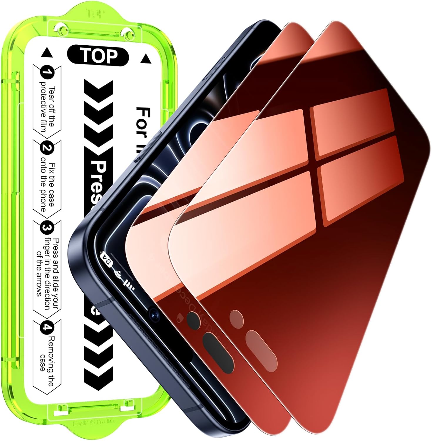 Esanik [2-Pack for iPhone 17 Pro Max Sunset Color Privacy Screen Protector - Gradient Purple Anti-Spy Tempered Glass, Anti-Blue Light, Pink Military-Grade 9H Hardness,Shatterproof, Flawless Fit Tray iPhone 17 Pro Max-6.9''