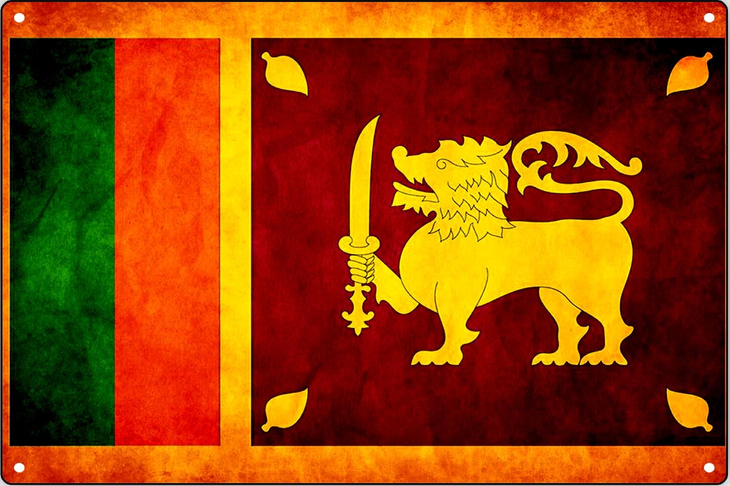 Sri Lanka Country Flag Sinha Lankan Vintage Look Art Novelty Metal Sign