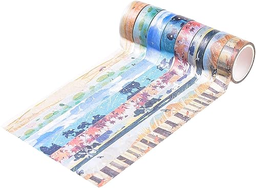 Miniatura 3 de KOVANO Washi - Juego de 24 cintas de enmascaramiento decorativas, patrones de cuatro estaciones para manualidades, envoltura de regalos, álbumes de