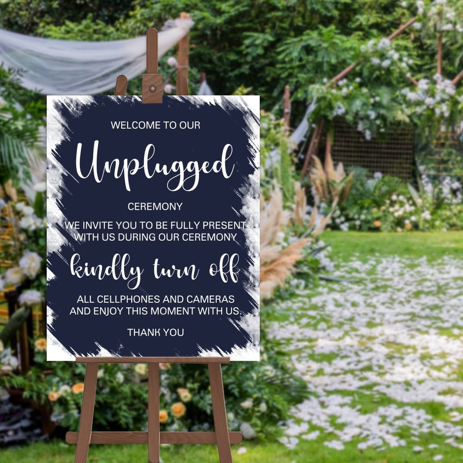 Niestandardowa nazwa 'Welcome to Our Unplugged Ceremony Sign Dostosowany do Twoich imion i dat Nowoczesny minimalistyczny znak powitalny na ślub spersonalizowany znak powitalny ślubny powitalny 50 cm x 76 cm