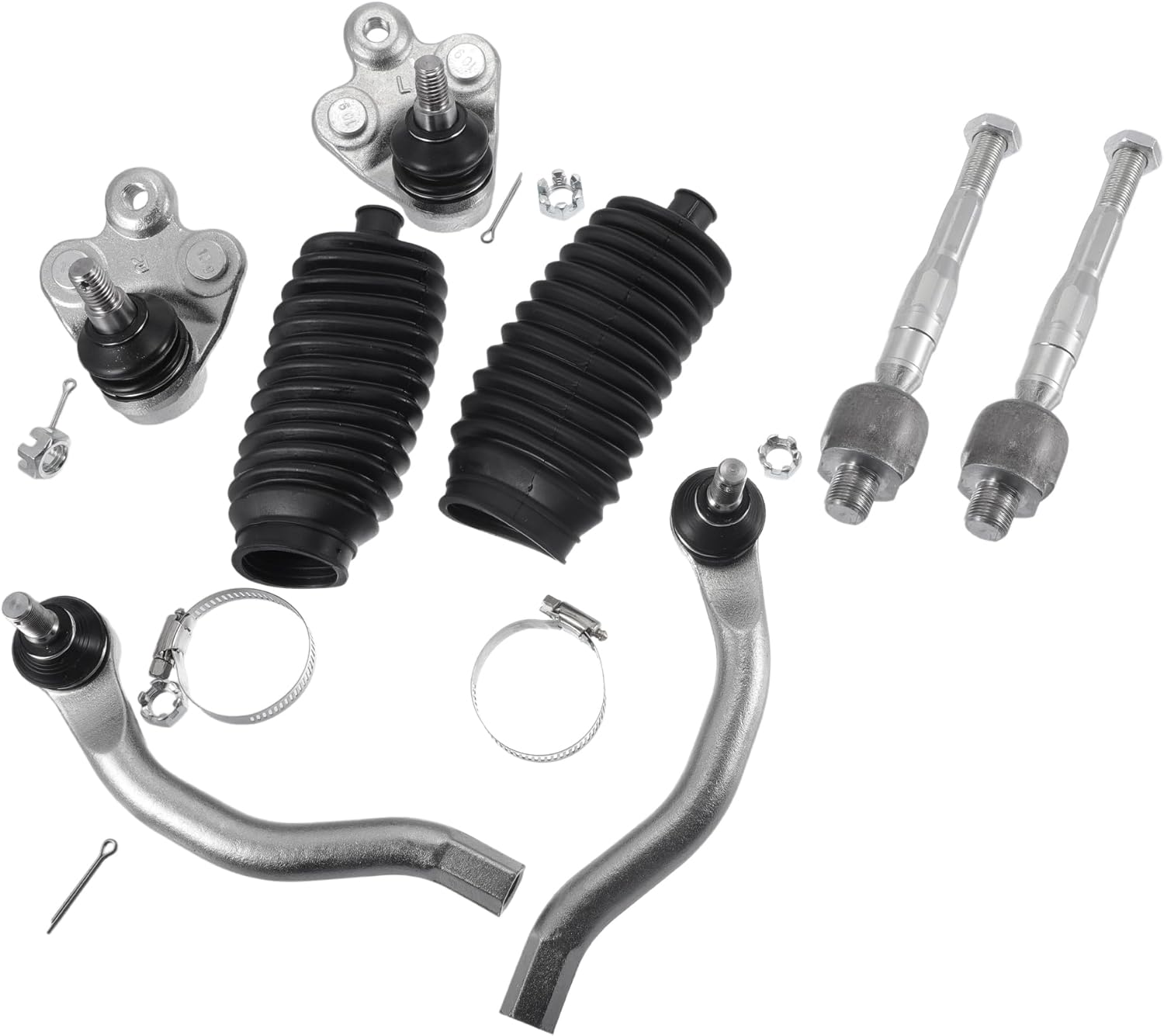 X AUTOHAUX 8pcs Front Suspension Kit Inner Outer Tie Rod End Lower Ball Joint with Boot for Honda Civic 2006-2011 1.8L No.EV800246/ES800374/K500069