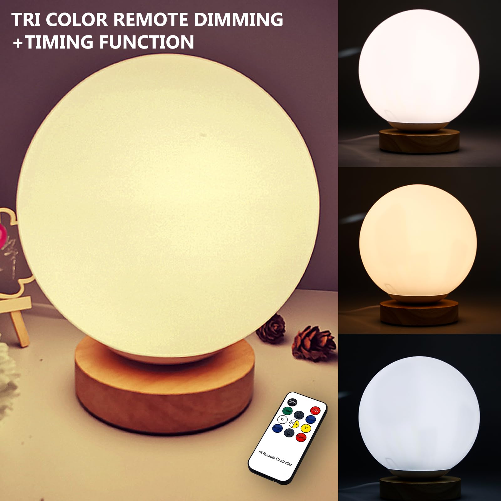 BORDEAG Lampada diurna per terapia, senza raggi UV, 10000 Lux, simulazione di luce diurna, luce solare con telecomando, 3 temperature di colore, luminosità regolabile e timer per casa, ufficio (palla)