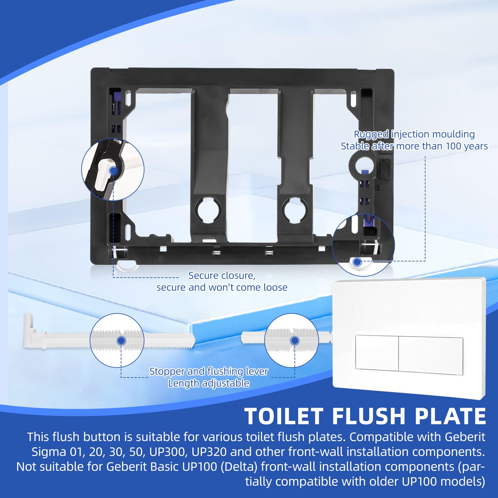 Plaque de Commande WC Suspendu Compatible Geberit Sigma 01, UP300 & UP320 Plaque de déclenchement Geberit, Panneau de Réservoir d'eau Caché pour Chasse d’eau Doublesilencieuse(Blanc)