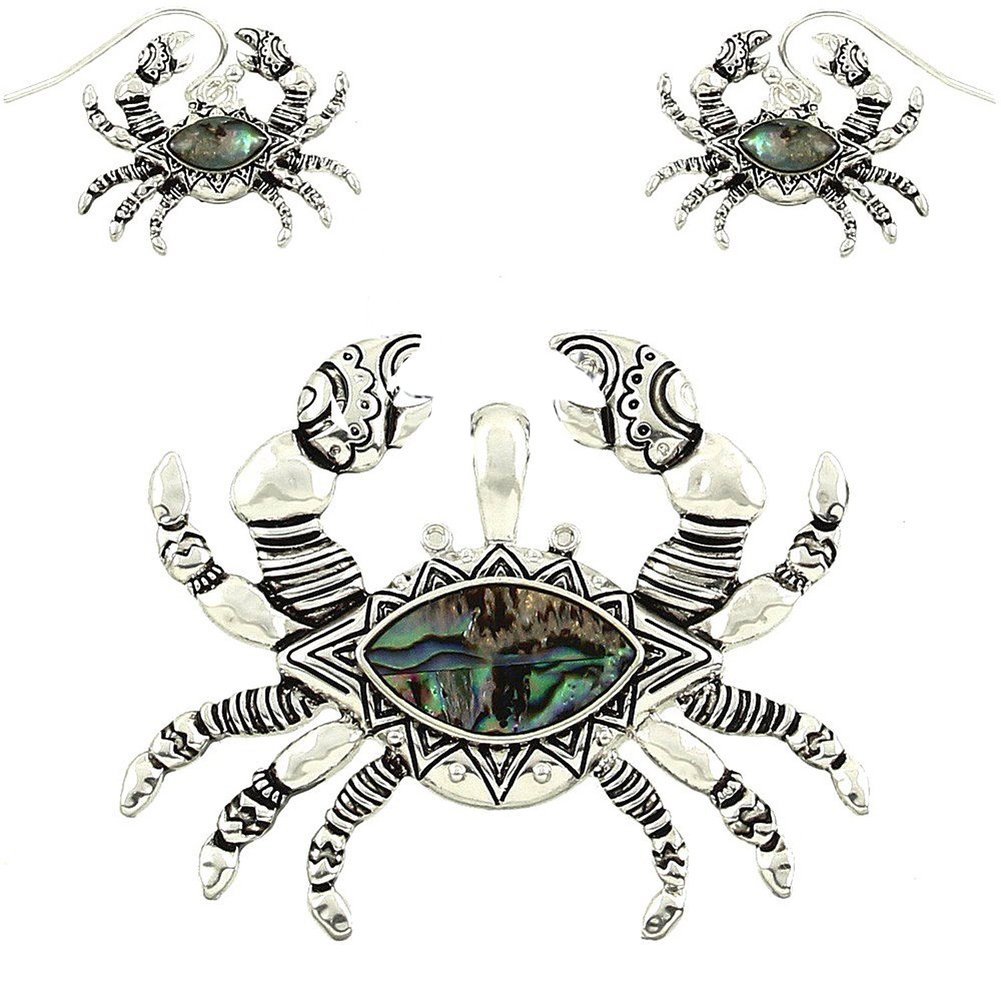 Abalone Pendant and Earrings Set Fashion Jewelry