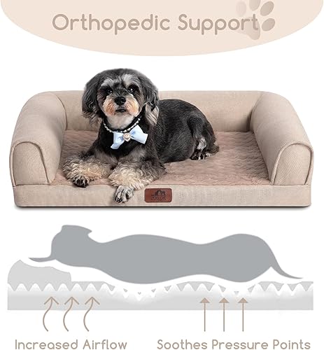 Miniatura 3 de Hollypet Cama ortopédica para perros medianos, sofá de espuma de apoyo para mascotas con funda extraíble lavable y parte inferior antideslizante,