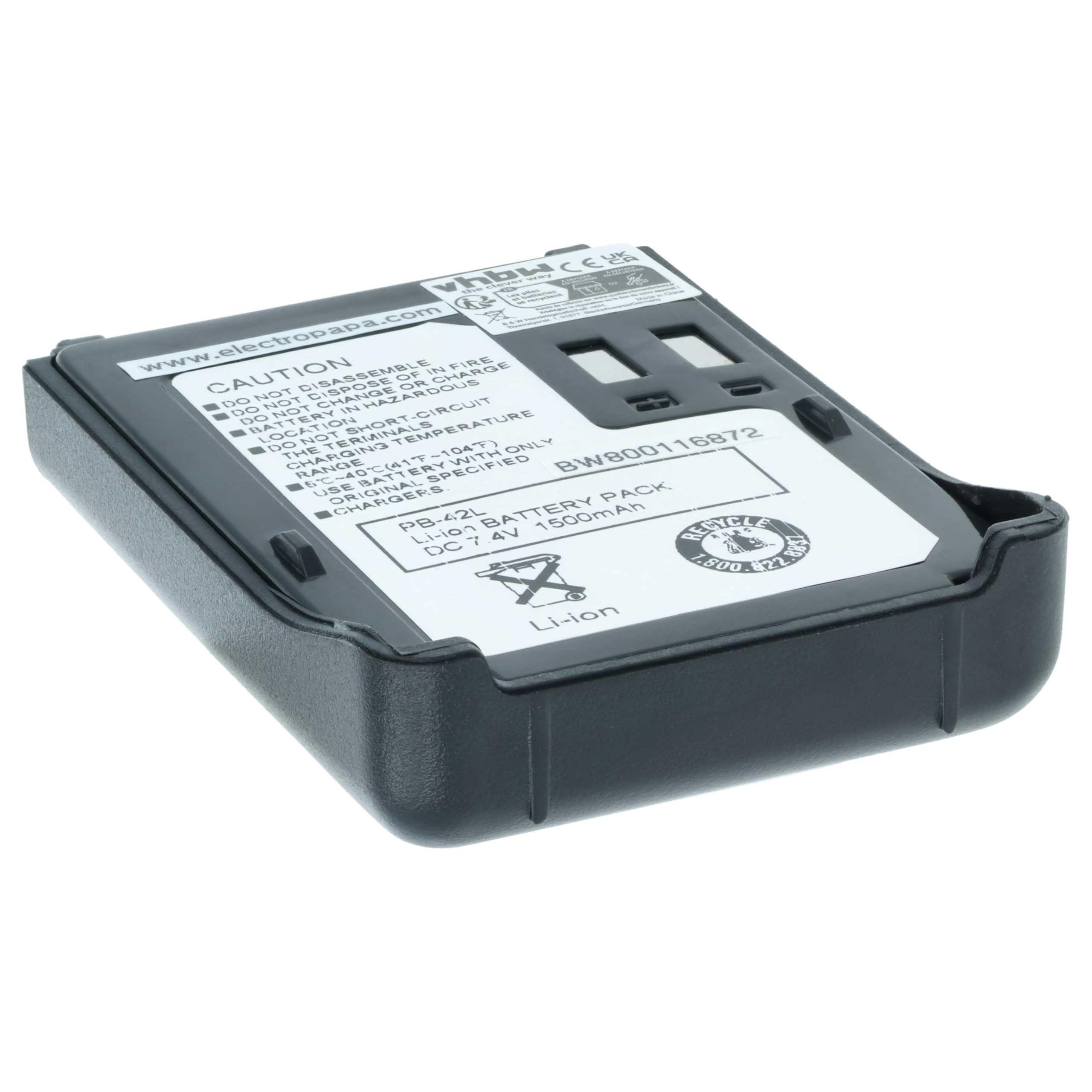 vhbw batteria compatibile con Kenwood TH-F6, TH-F6A, TH-F6E, TH-F7, TH-F7A, TH-F7E, TH-FTE radio (1500mAh, 7,4V, Li-Ion)