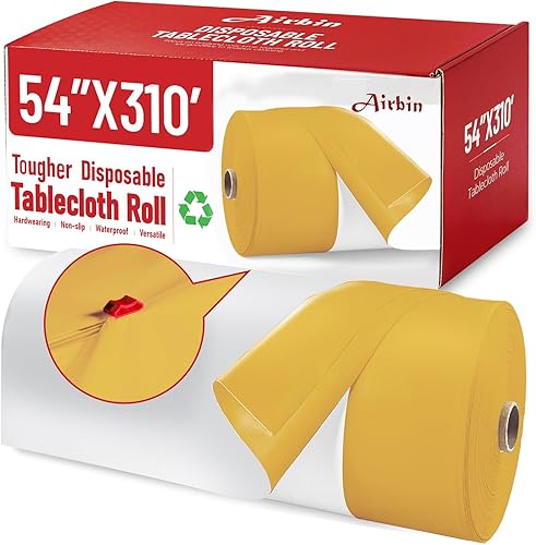 Miniatura 46 de Rollo de mantel de plástico, 310 pies x 54 pulgadas, mantel de mesa de plástico desechable negro, rollo de mantel premium PEVA impermeable negro con