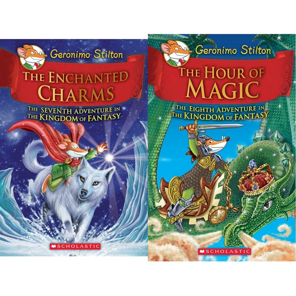 Geronimo Stilton and the Kingdom of Fantasy #7: The Enchanted Charms + Geronimo Stilton and the Kingdom of Fantasy #8 - The Hour of Magic (Set of 2 Books)