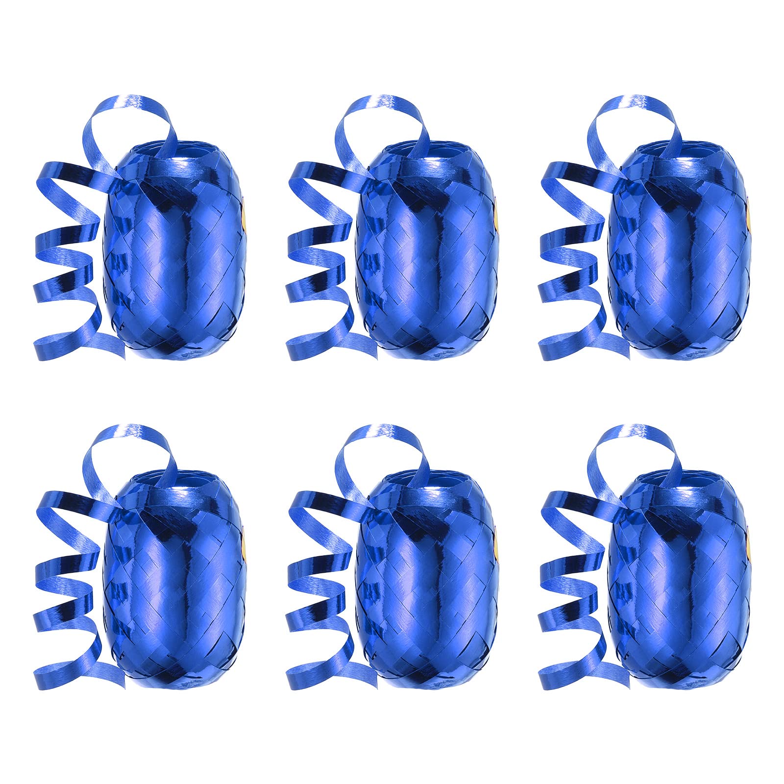 PATIKIL 6pcs Curling Ribbon Crimped Balloon String Shiny Metallic 5mm 10m for Christmas Wedding Gift Crafts Florists Decoration Blue